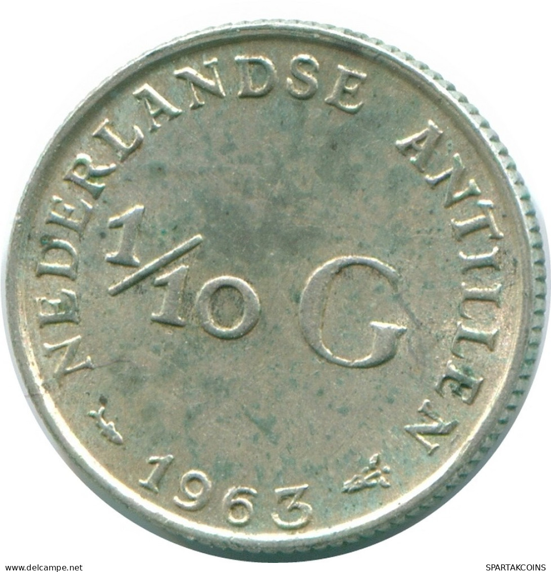 1/10 GULDEN 1963 ANTILLAS NEERLANDESAS PLATA Colonial Moneda #NL12526.3.E.A - Antille Olandesi