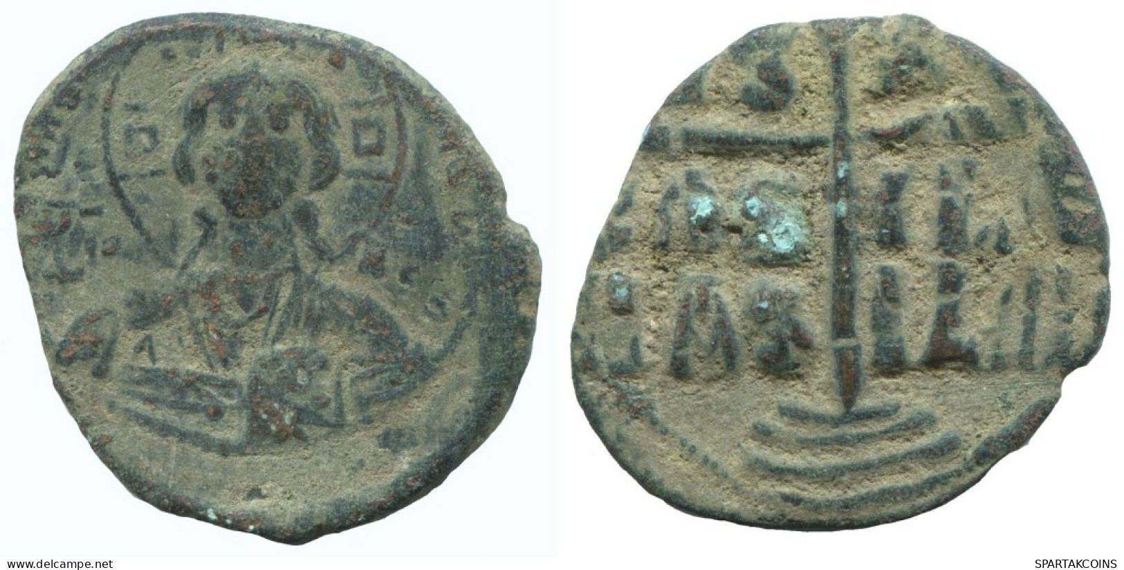 JESUS CHRIST ANONYMOUS CROSS Antiguo BYZANTINE Moneda 8.1g/31mm #AA637.21.E.A - Byzantinische Münzen