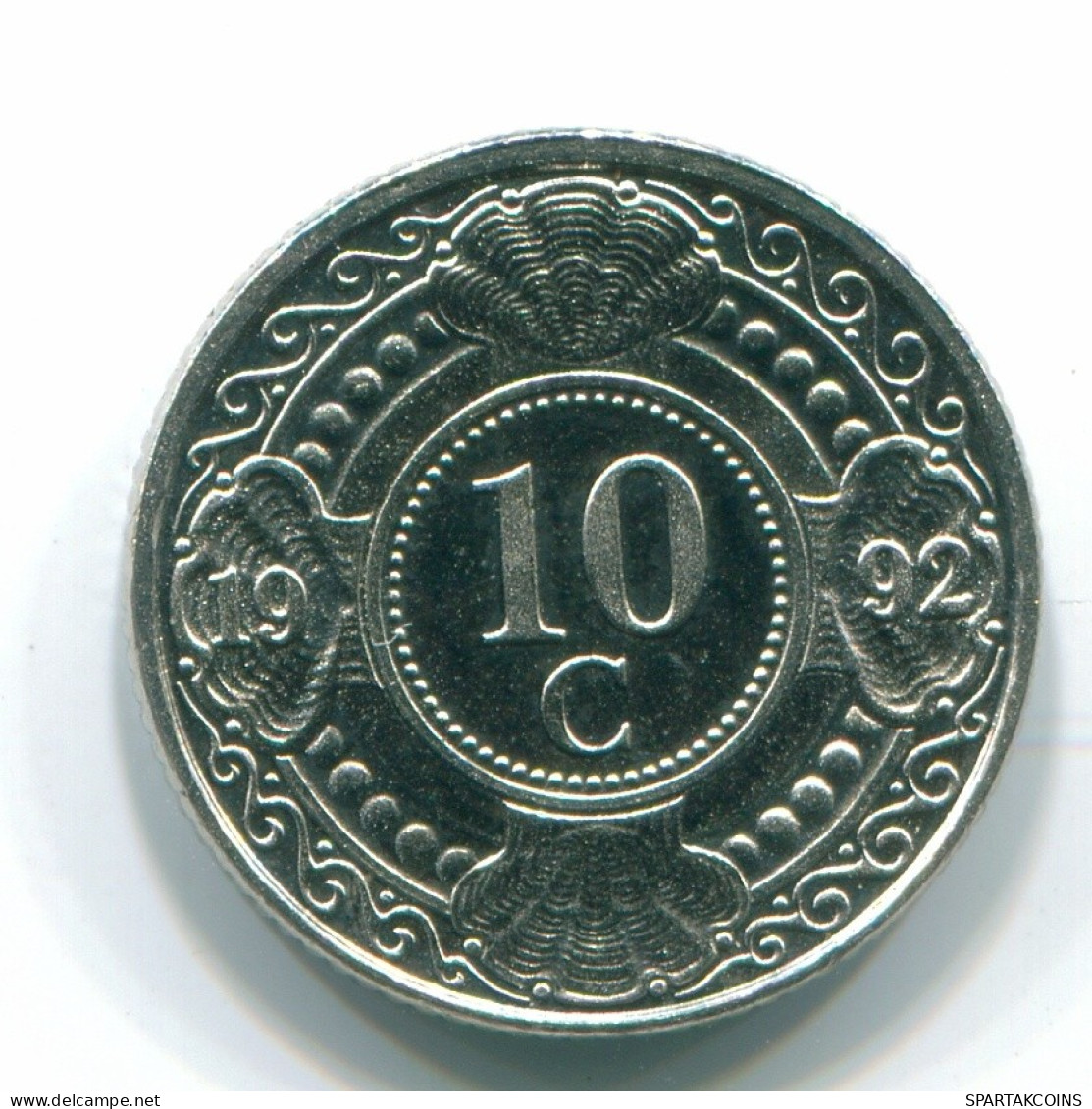 10 CENTS 1992 NETHERLANDS ANTILLES Nickel Colonial Coin #S11356.U.A - Antille Olandesi
