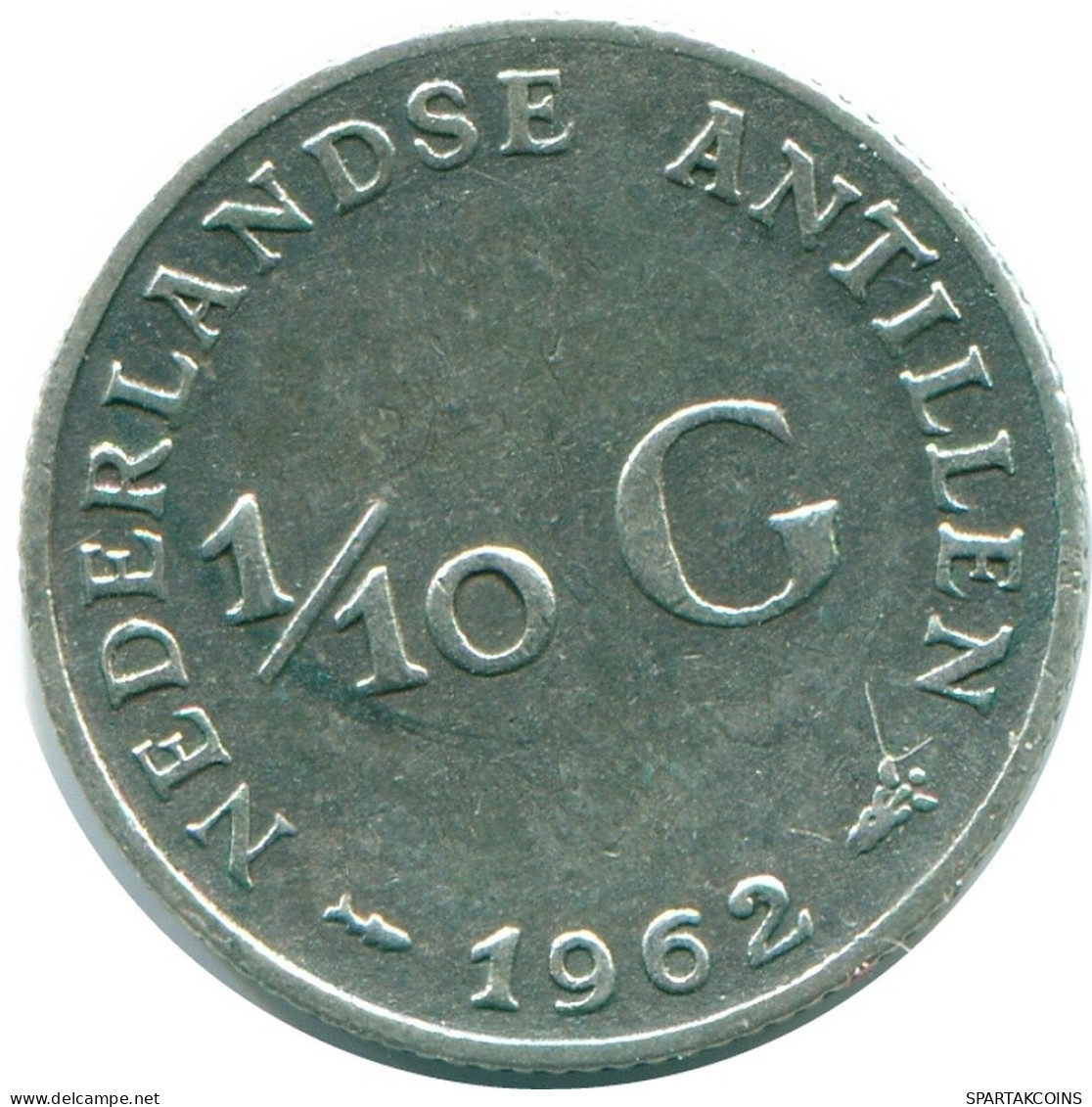 1/10 GULDEN 1962 NETHERLANDS ANTILLES SILVER Colonial Coin #NL12371.3.U.A - Niederländische Antillen