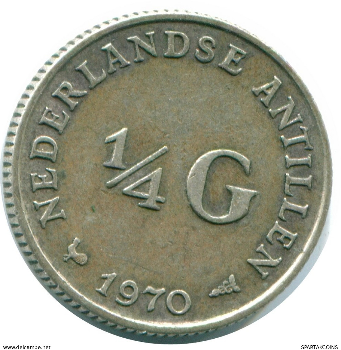 1/4 GULDEN 1970 NETHERLANDS ANTILLES SILVER Colonial Coin #NL11675.4.U.A - Netherlands Antilles
