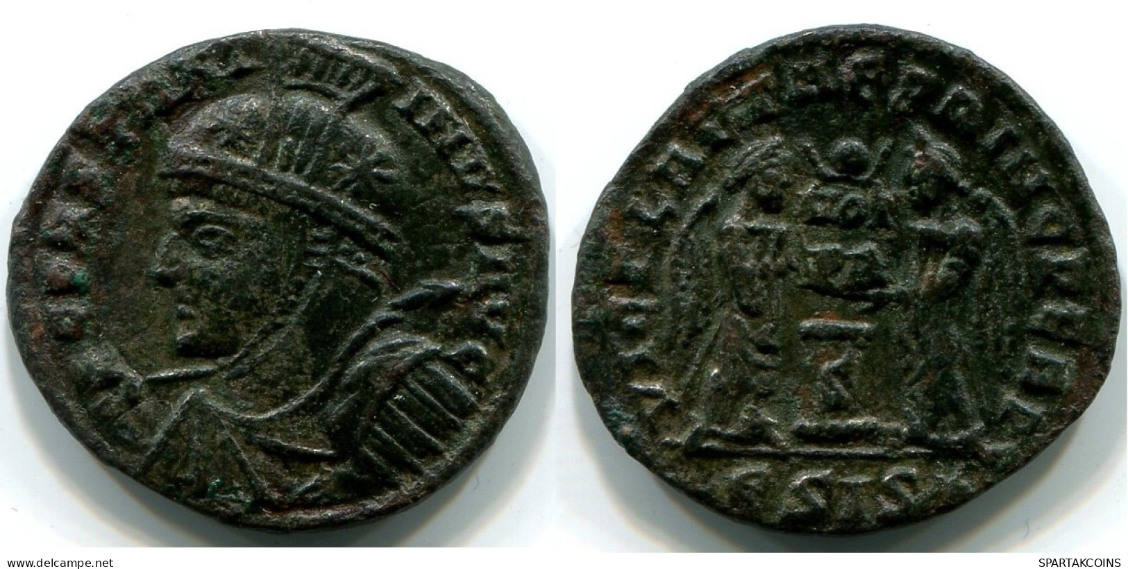 CONSTANTINE I Follis Siscia Mint ESIS AD 318 VICTORIAE LAETAE. #ANC12455.31.E.A - El Imperio Christiano (307 / 363)