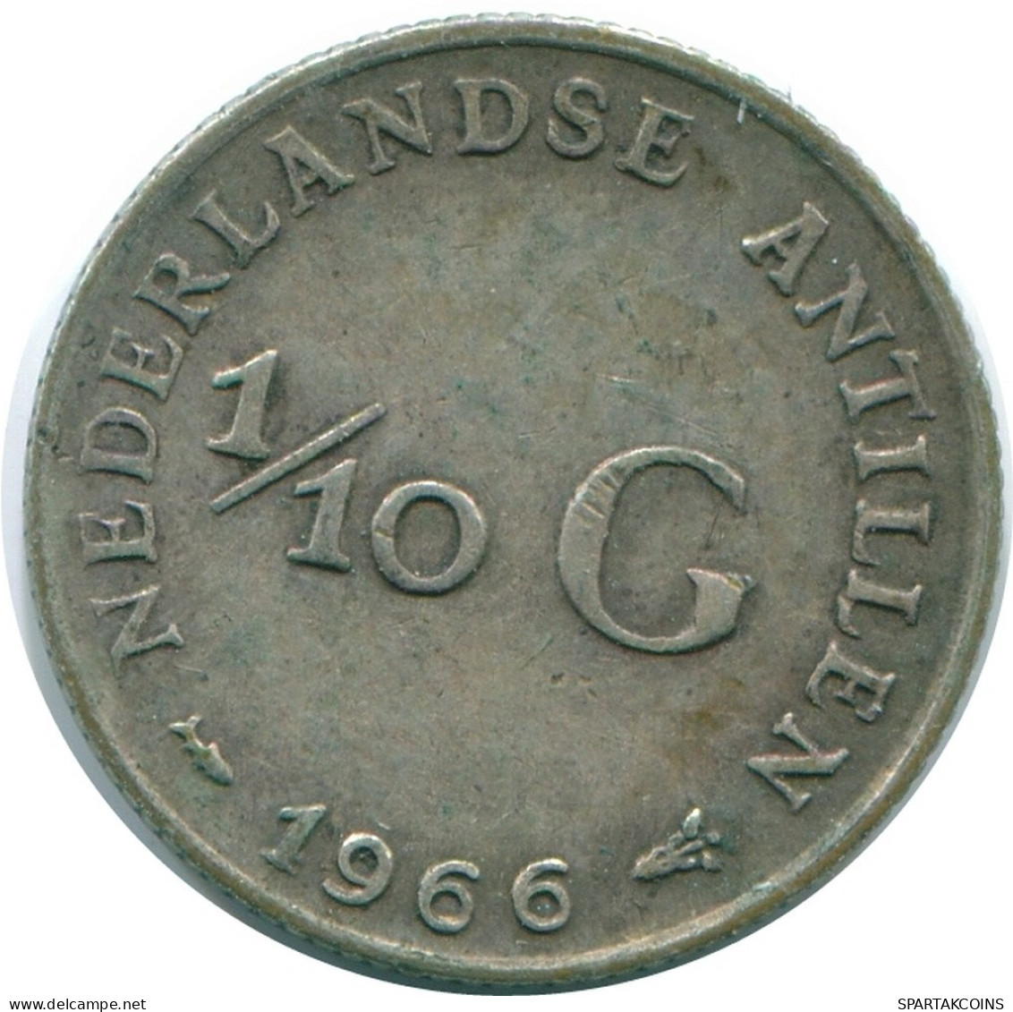 1/10 GULDEN 1966 ANTILLES NÉERLANDAISES ARGENT Colonial Pièce #NL12916.3.F.A - Antille Olandesi