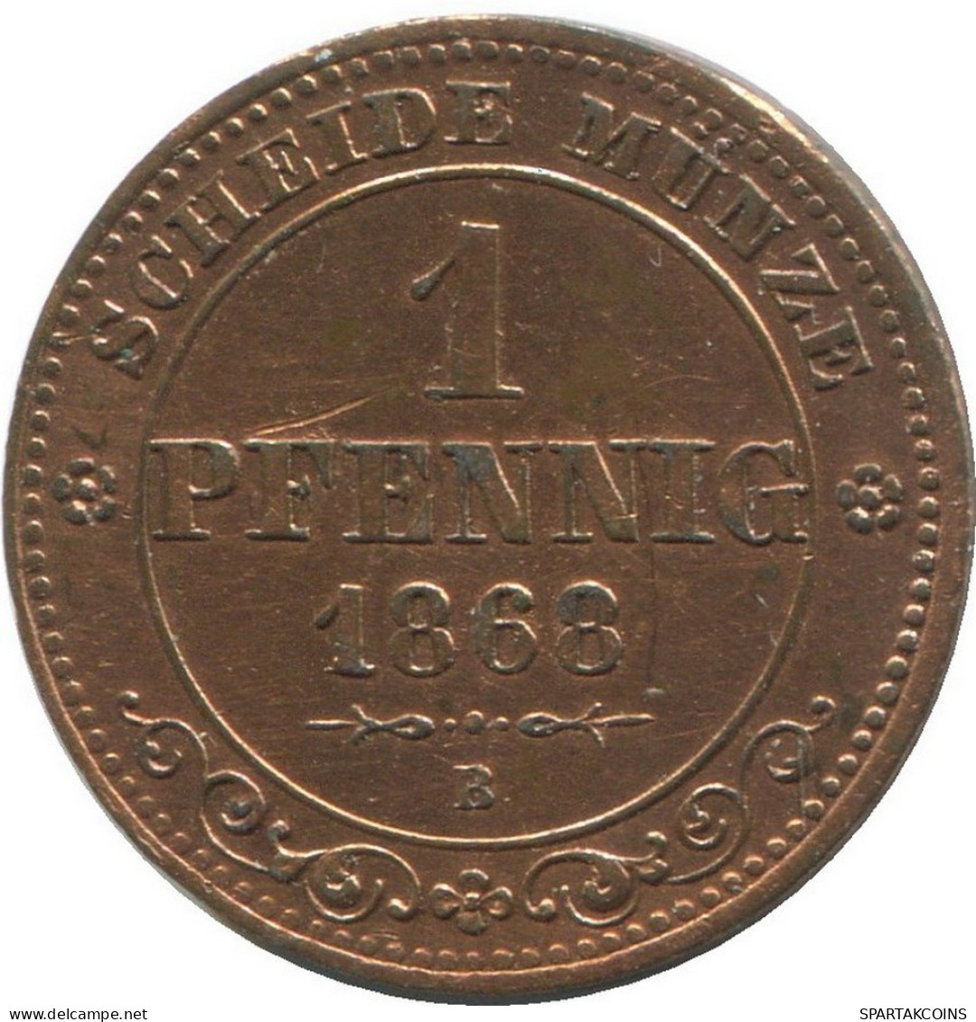 SAXONY 1 PFENNIG 1868 B Dresden Mint German States #DE10604.16.E.A - Altri & Non Classificati