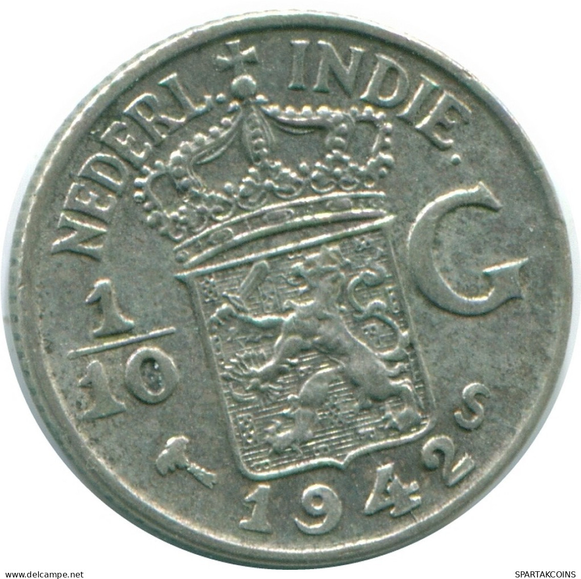 1/10 GULDEN 1942 NETHERLANDS EAST INDIES SILVER Colonial Coin #NL13979.3.U.A - Niederländisch-Indien