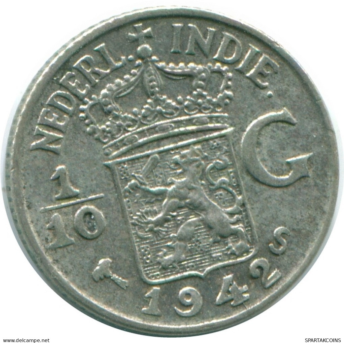 1/10 GULDEN 1942 NETHERLANDS EAST INDIES SILVER Colonial Coin #NL13979.3.U.A - Indes Néerlandaises