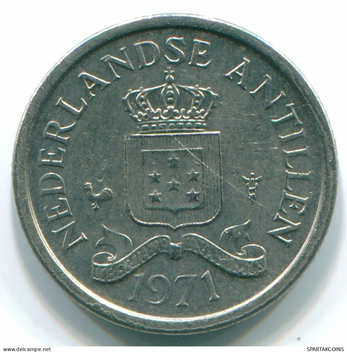 10 CENTS 1971 ANTILLAS NEERLANDESAS Nickel Colonial Moneda #S13405.E.A - Antille Olandesi
