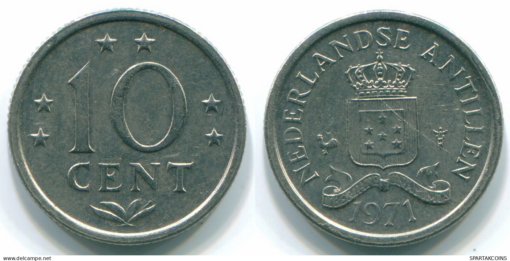 10 CENTS 1971 ANTILLAS NEERLANDESAS Nickel Colonial Moneda #S13405.E.A - Netherlands Antilles