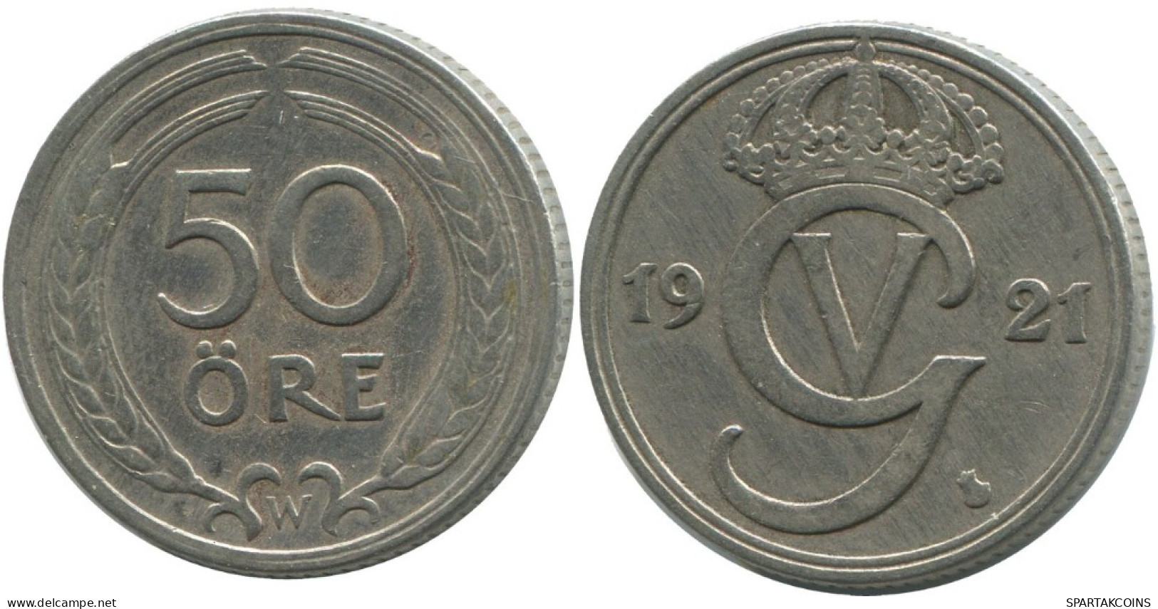 50 ORE 1921 W SUÈDE SWEDEN Pièce RARE #AC695.2.F.A - Suède