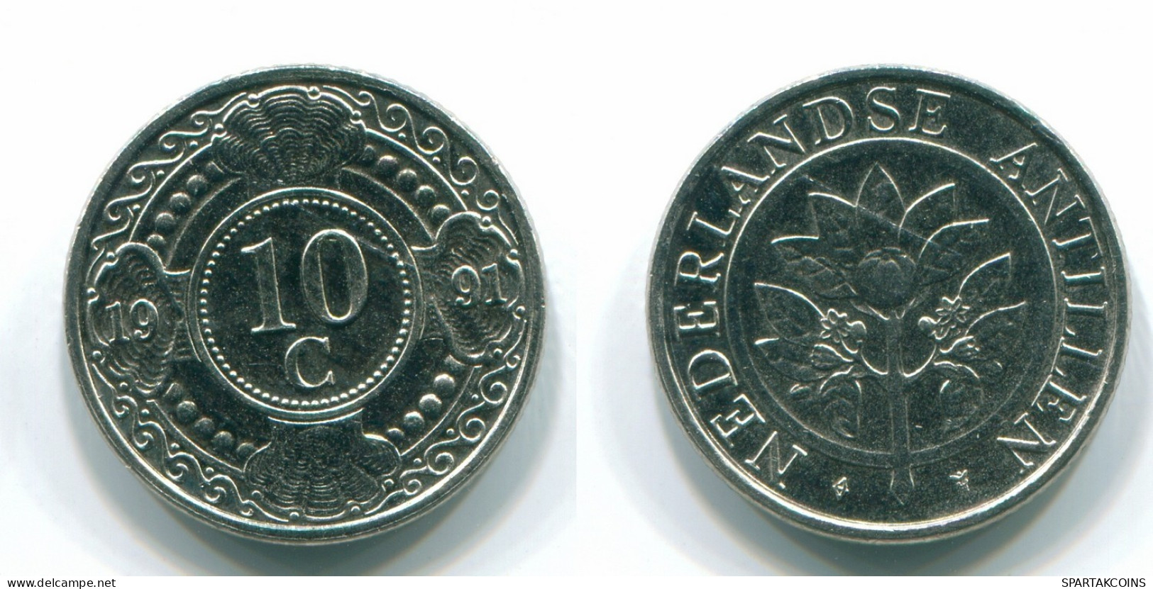 10 CENTS 1991 NIEDERLÄNDISCHE ANTILLEN Nickel Koloniale Münze #S11345.D.A - Niederländische Antillen
