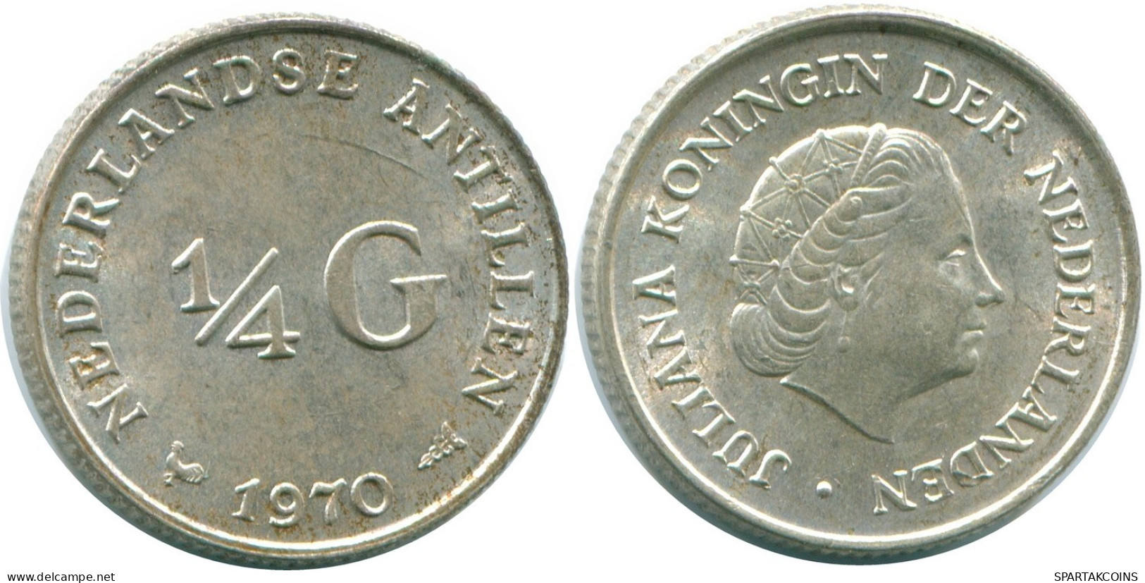 1/4 GULDEN 1970 NETHERLANDS ANTILLES SILVER Colonial Coin #NL11627.4.U.A - Niederländische Antillen