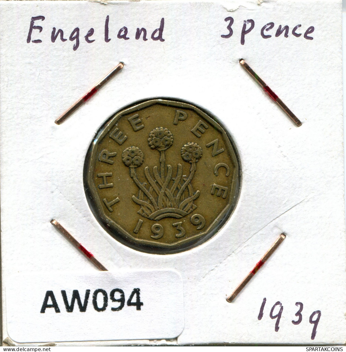 THREEPENCE 1939 UK GBAN BRETAÑA GREAT BRITAIN PLATA Moneda #AW094.E.A - F. 3 Pence