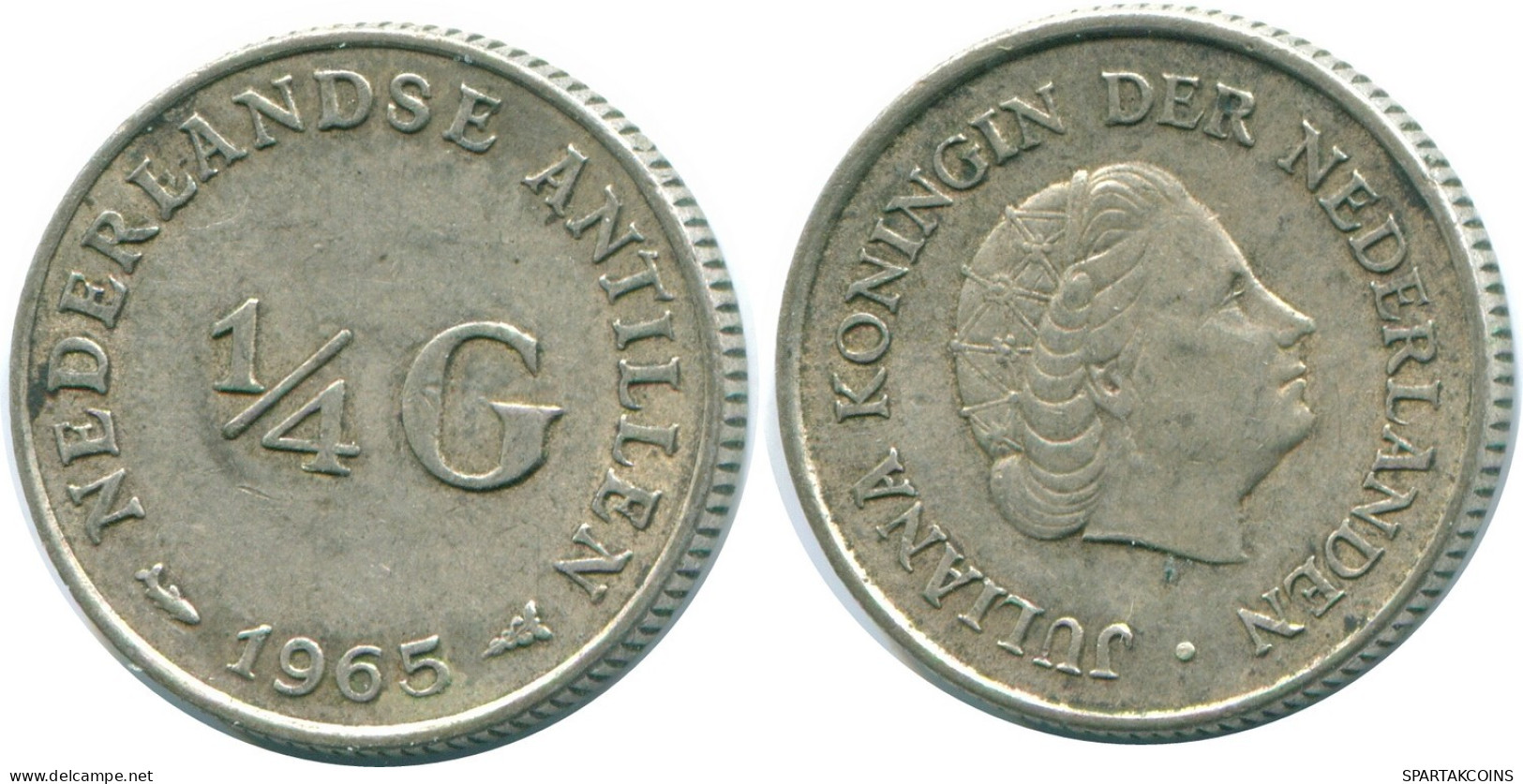 1/4 GULDEN 1965 ANTILLES NÉERLANDAISES ARGENT Colonial Pièce #NL11372.4.F.A - Antille Olandesi