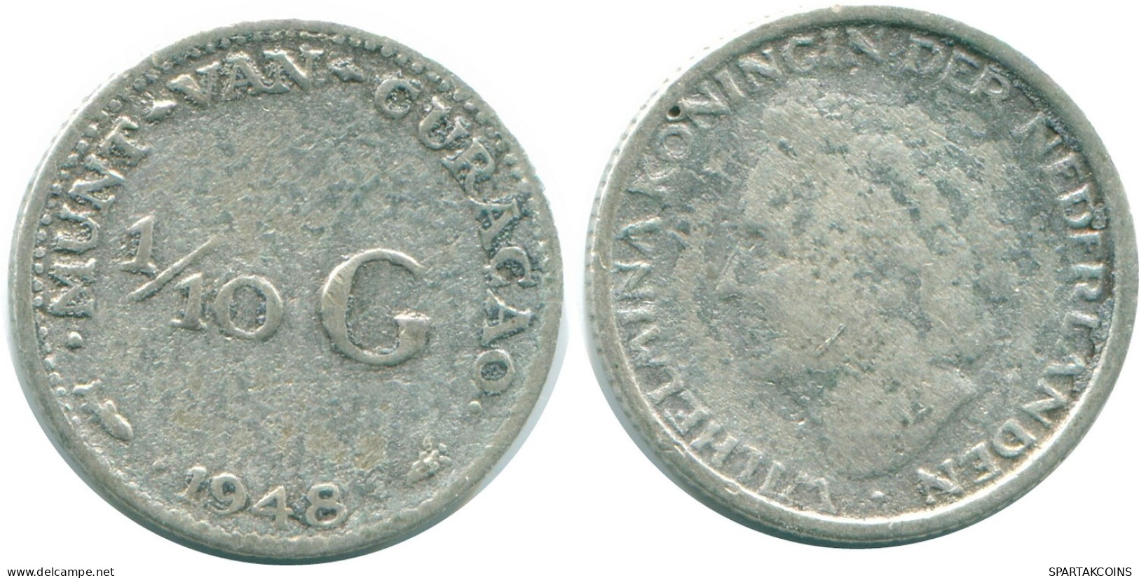 1/10 GULDEN 1948 CURACAO NIEDERLANDE SILBER Koloniale Münze #NL11940.3.D.A - Curaçao