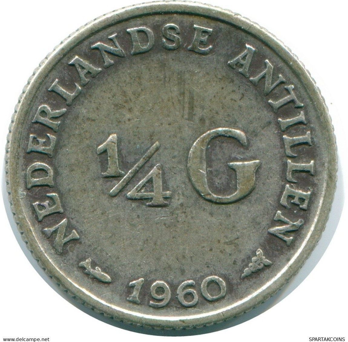 1/4 GULDEN 1960 ANTILLAS NEERLANDESAS PLATA Colonial Moneda #NL11093.4.E.A - Antille Olandesi