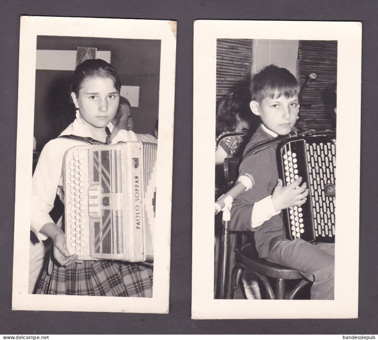 Lot 2 Photo Originale Enfant Garcon Fille Accordeon Paolo Sopran Accordeonniste Arch. Famille De Hannonville Suzemont - Zonder Classificatie