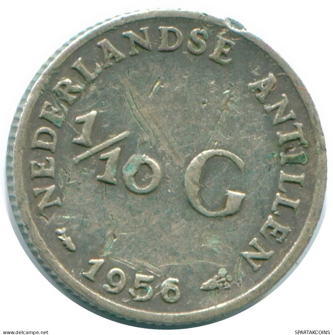1/10 GULDEN 1956 ANTILLAS NEERLANDESAS PLATA Colonial Moneda #NL12116.3.E.A - Antilles Néerlandaises