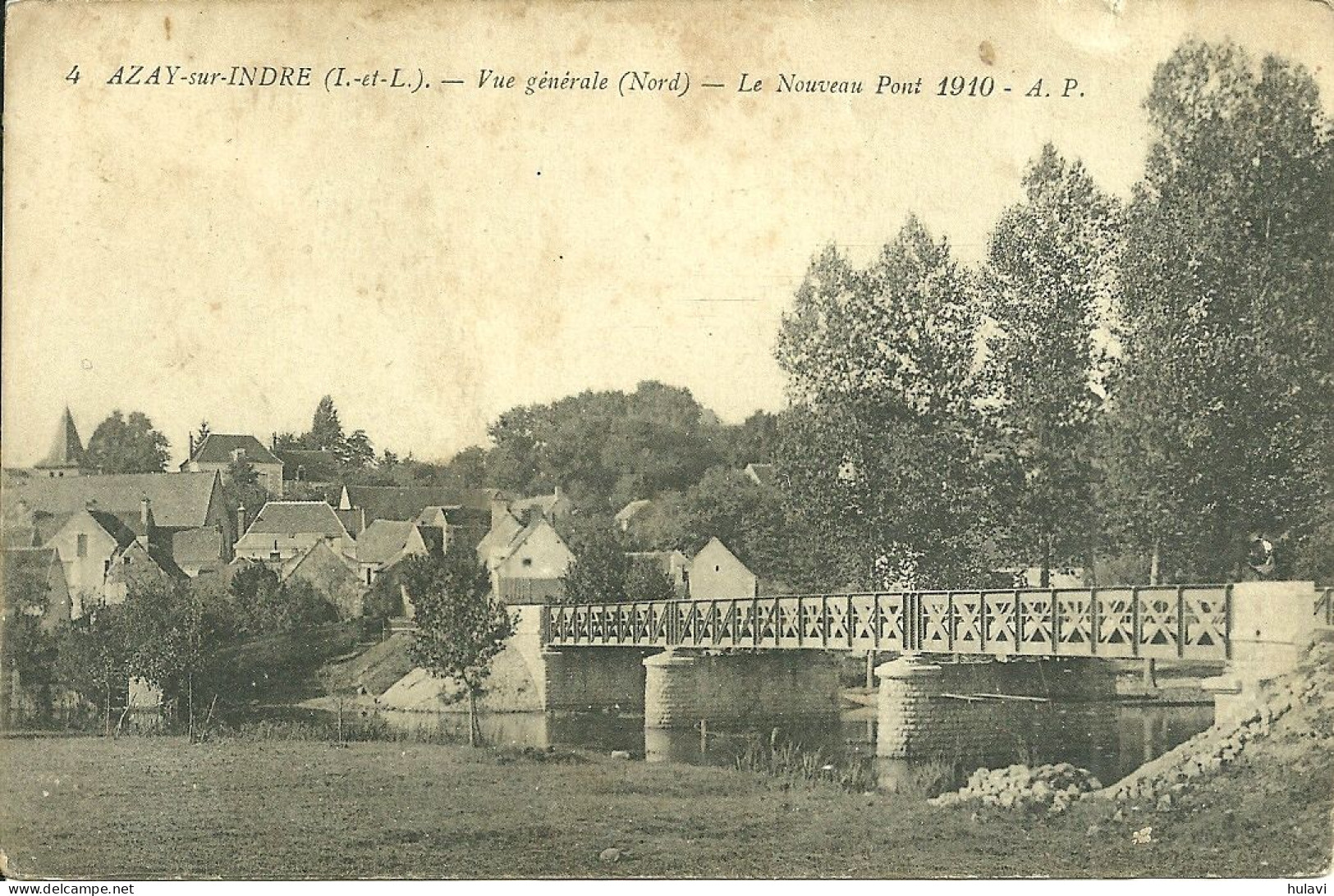 37  AZAY SUR INDRE - VUE GENERALE - LE NOUVEAU PONT 1910 (ref 9645) - Autres & Non Classés