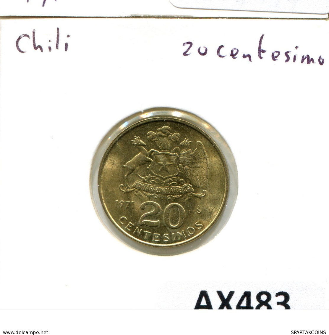 20 CENTESIMOS 1971 CHILE Münze #AX483.D.A - Chile