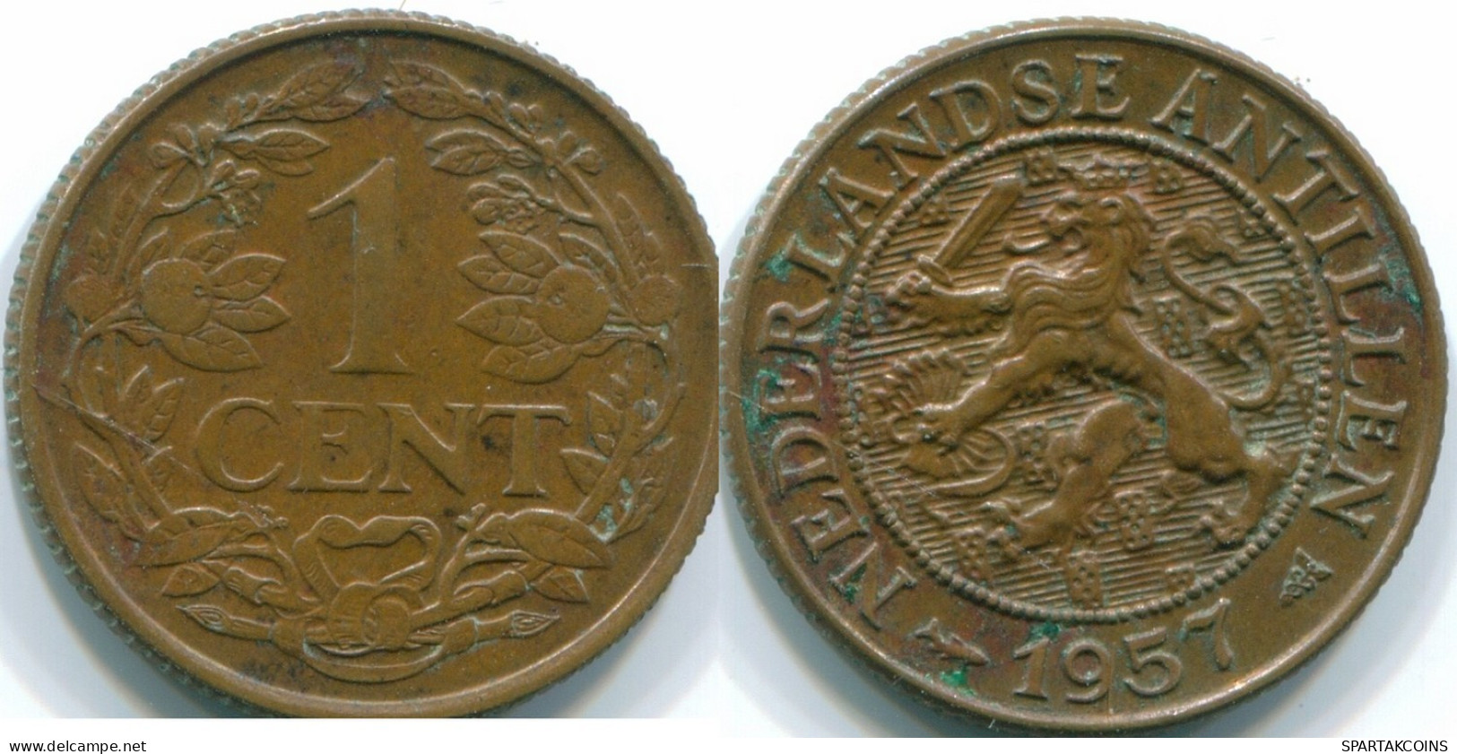 1 CENT 1957 ANTILLES NÉERLANDAISES Bronze Fish Colonial Pièce #S11026.F.A - Netherlands Antilles
