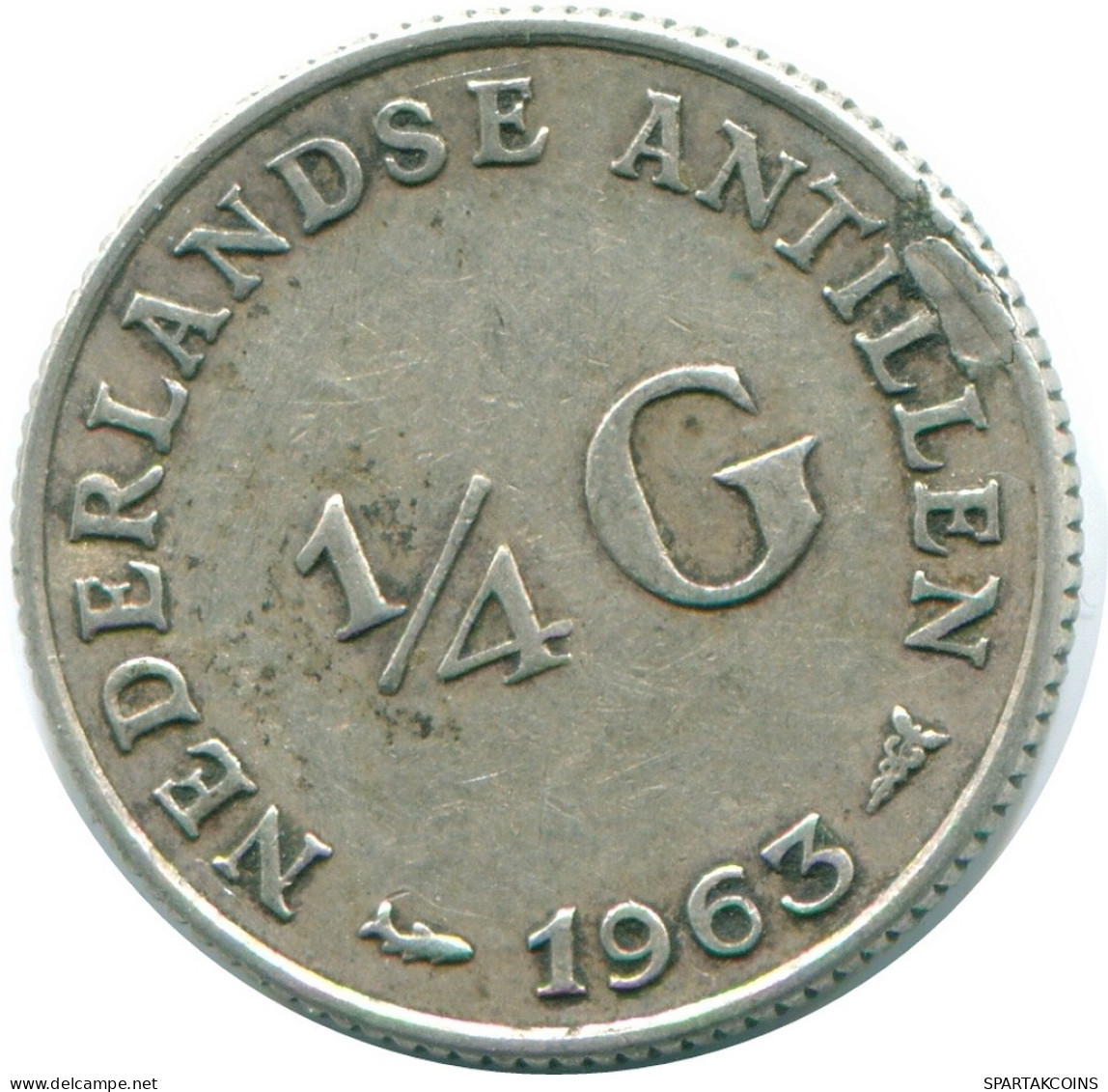 1/4 GULDEN 1963 NIEDERLÄNDISCHE ANTILLEN SILBER Koloniale Münze #NL11234.4.D.A - Antille Olandesi
