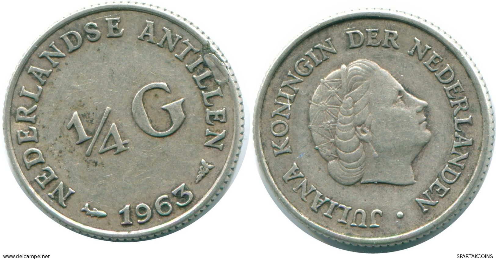 1/4 GULDEN 1963 NIEDERLÄNDISCHE ANTILLEN SILBER Koloniale Münze #NL11234.4.D.A - Antillas Neerlandesas