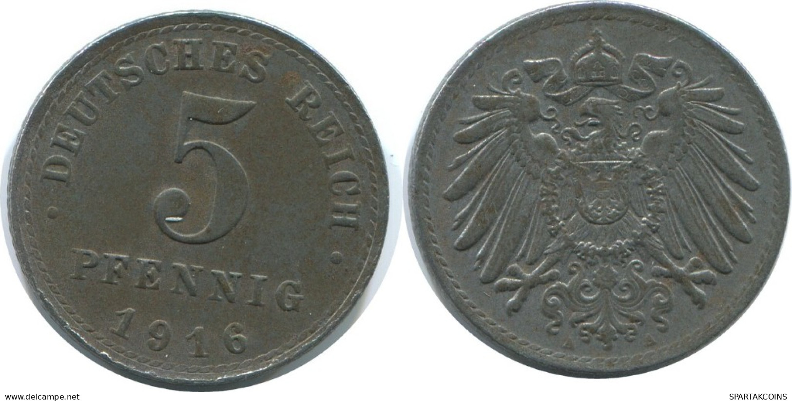 5 PFENNIG 1916 A ALEMANIA Moneda GERMANY #AE309.E.A - 5 Pfennig