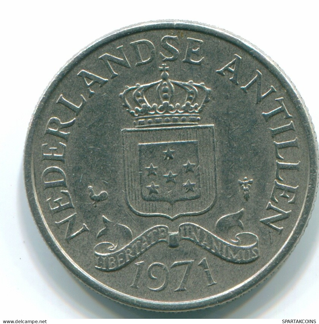 25 CENTS 1971 ANTILLAS NEERLANDESAS Nickel Colonial Moneda #S11522.E.A - Nederlandse Antillen