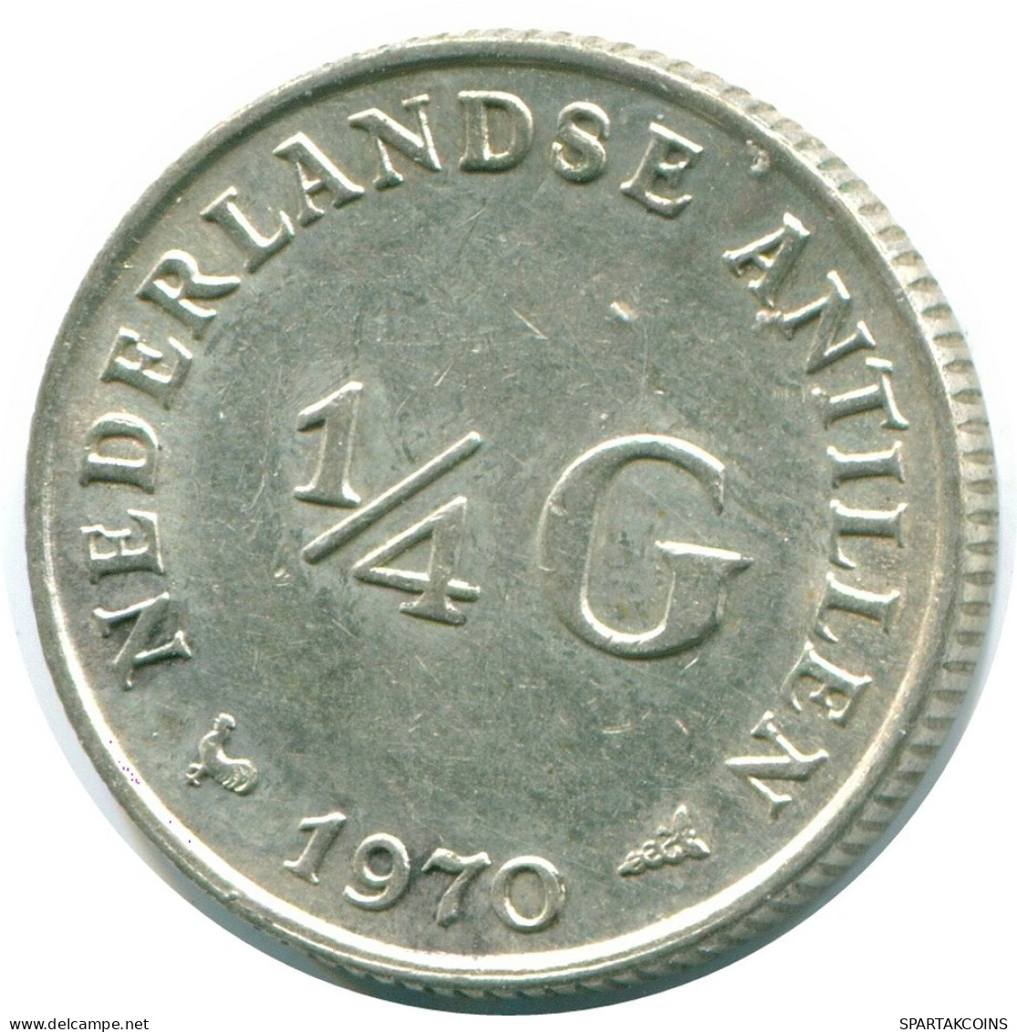 1/4 GULDEN 1970 ANTILLES NÉERLANDAISES ARGENT Colonial Pièce #NL11679.4.F.A - Netherlands Antilles