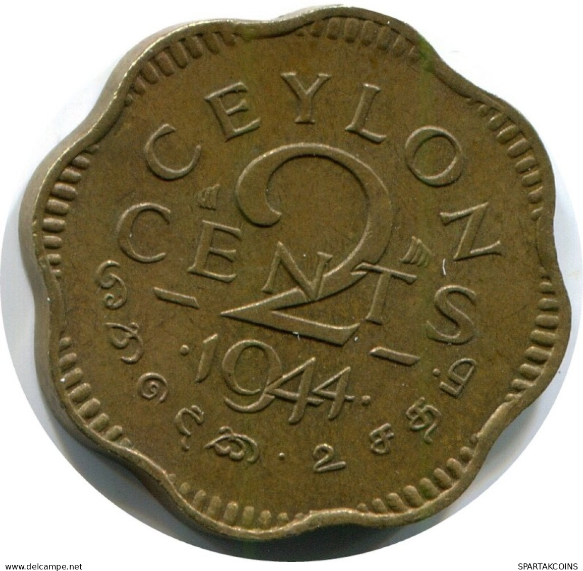 2 CENTS 1944 CEYLON Coin #AH688.3.U.A - Marruecos