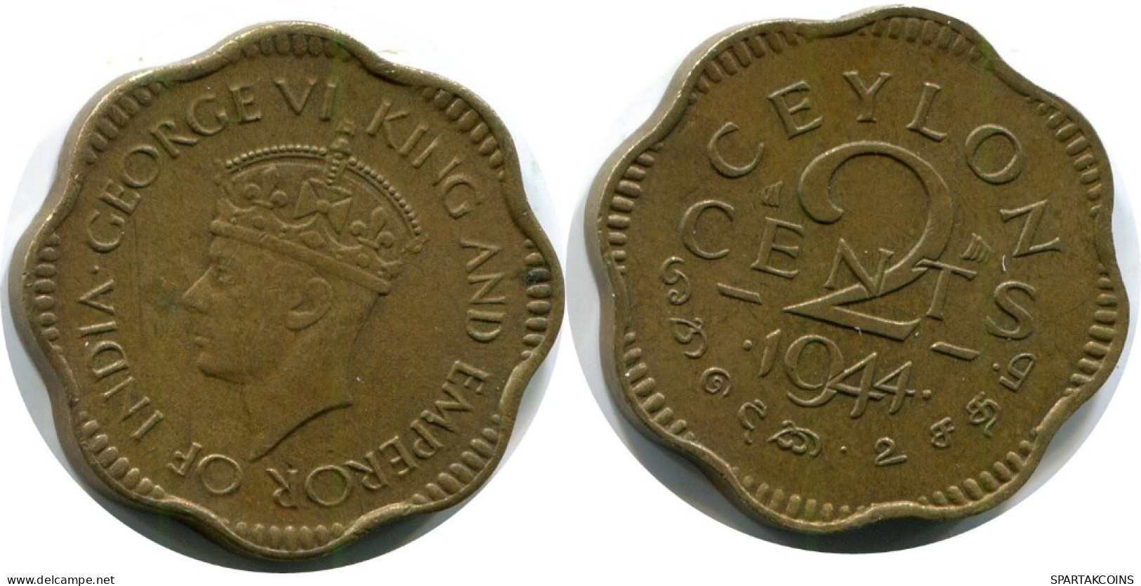 2 CENTS 1944 CEYLON Coin #AH688.3.U.A - Marruecos