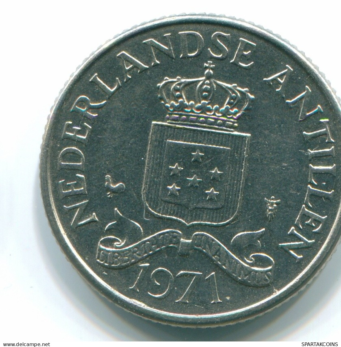 25 CENTS 1971 NETHERLANDS ANTILLES Nickel Colonial Coin #S11524.U.A - Antilles Néerlandaises