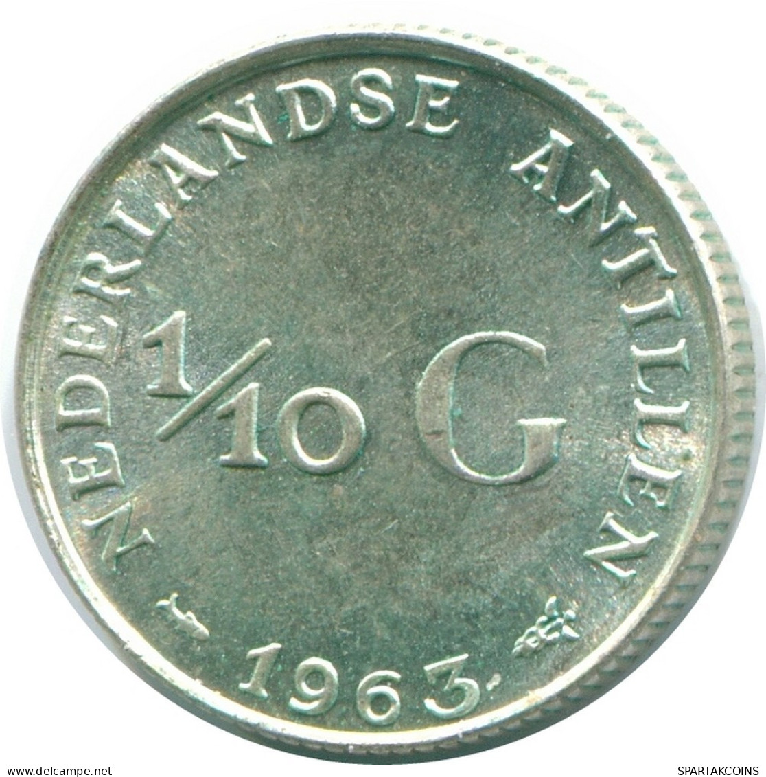 1/10 GULDEN 1963 ANTILLES NÉERLANDAISES ARGENT Colonial Pièce #NL12514.3.F.A - Antilles Néerlandaises