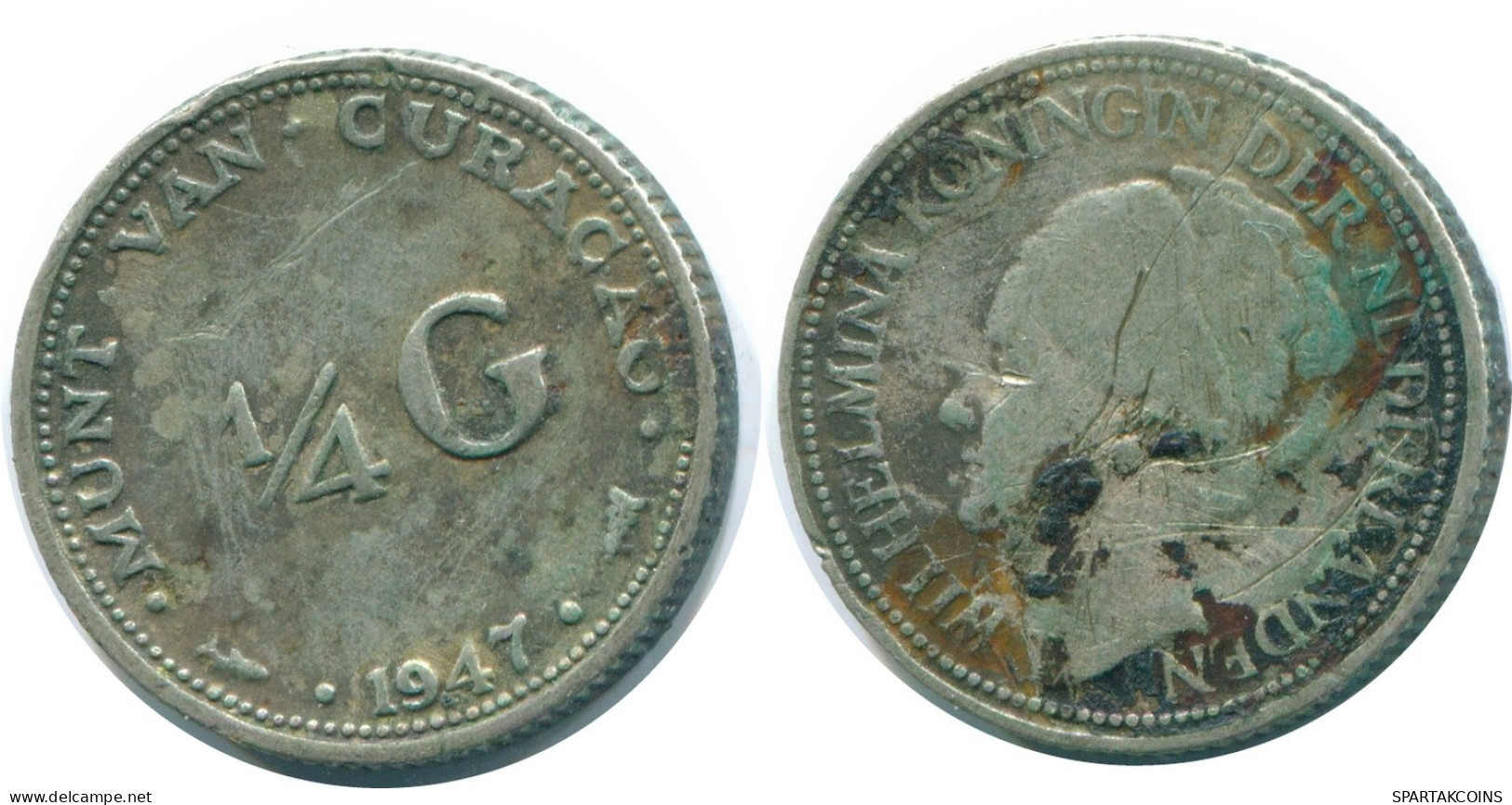 1/4 GULDEN 1947 CURACAO NEERLANDÉS NETHERLANDS PLATA Colonial #NL10844.4.E.A - Curacao