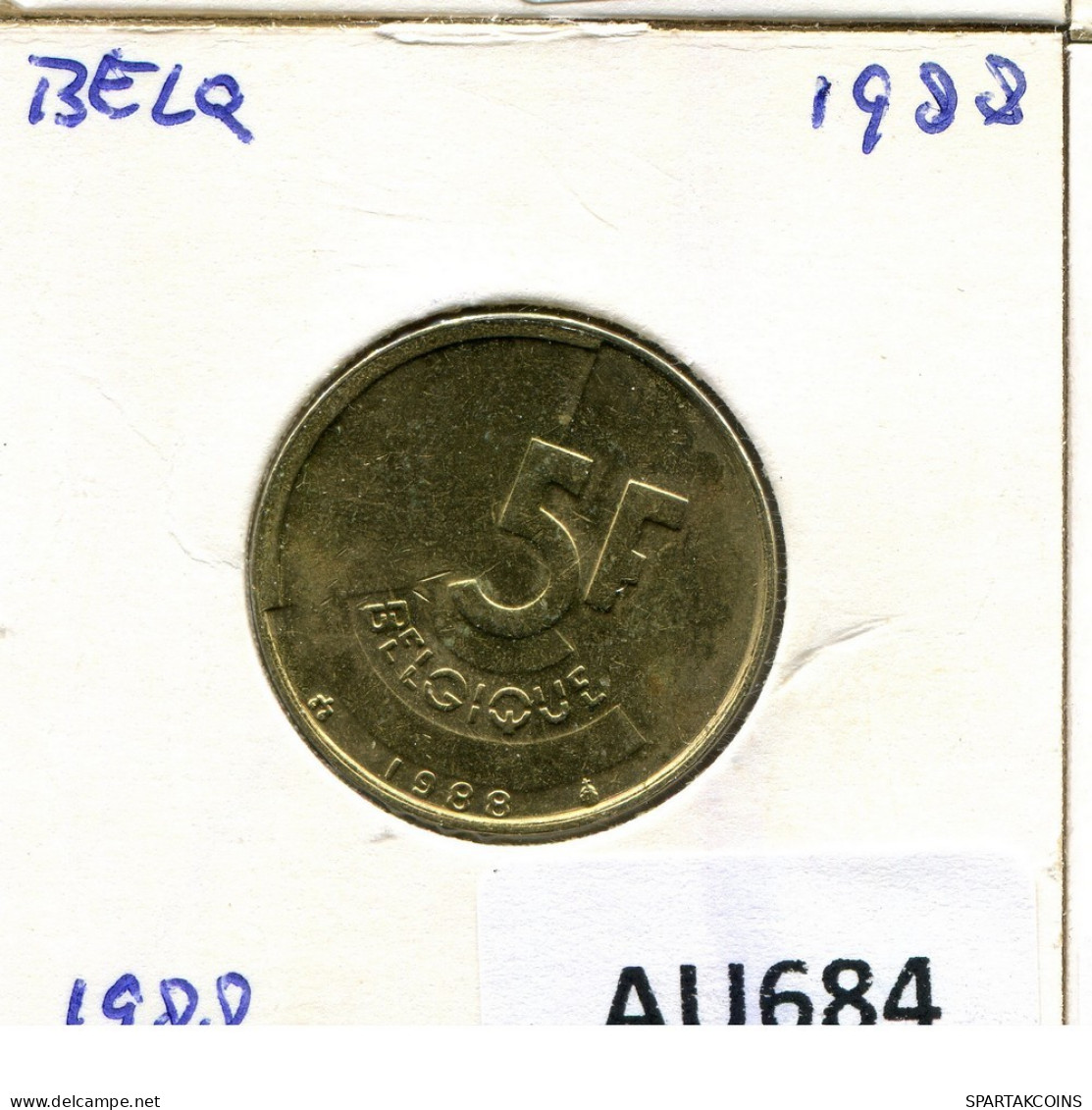 5 FRANCS 1988 FRENCH Text BÉLGICA BELGIUM Moneda #AU684.E.A - 5 Francs