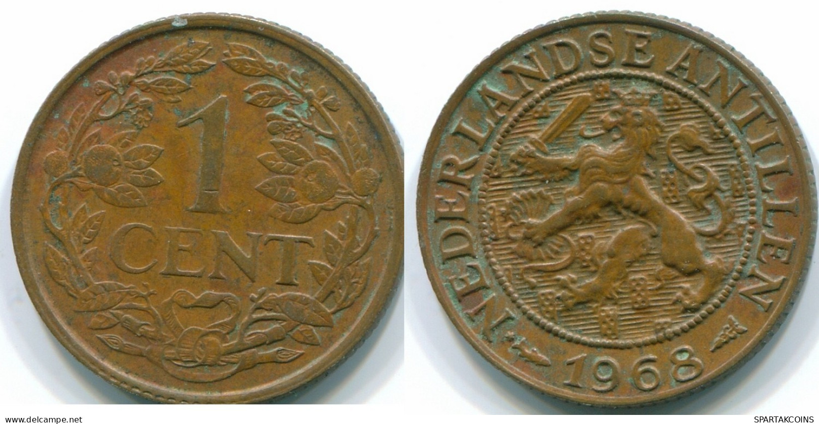 1 CENT 1968 NETHERLANDS ANTILLES Bronze Fish Colonial Coin #S10770.U.A - Antilles Néerlandaises