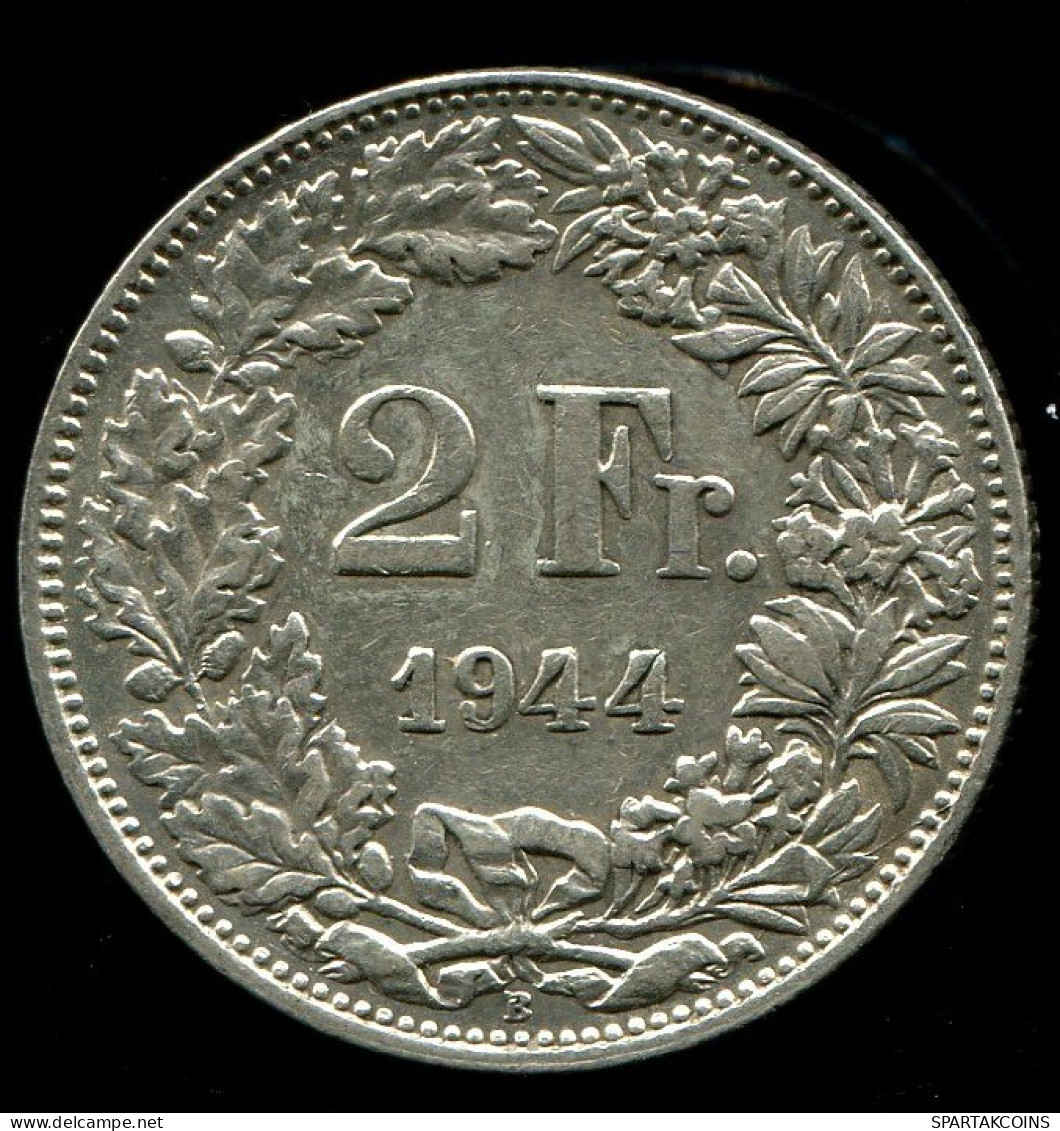 2 FRANCS 1944 SUIZA SWITZERLAND PLATA Moneda #W10400.15.E.A - Andere & Zonder Classificatie