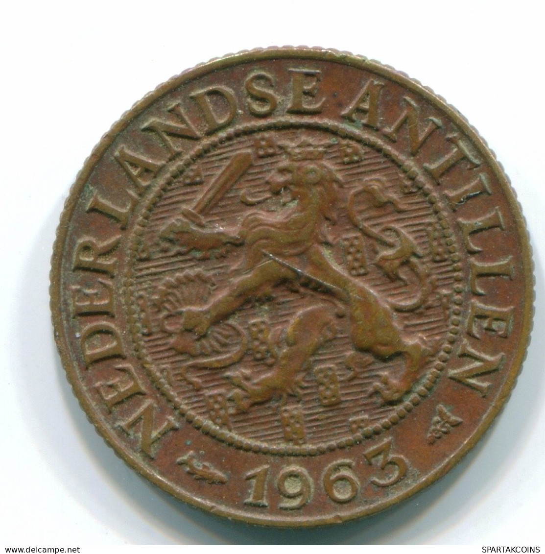 1 CENT 1963 ANTILLES NÉERLANDAISES Bronze Fish Colonial Pièce #S11093.F.A - Antillas Neerlandesas