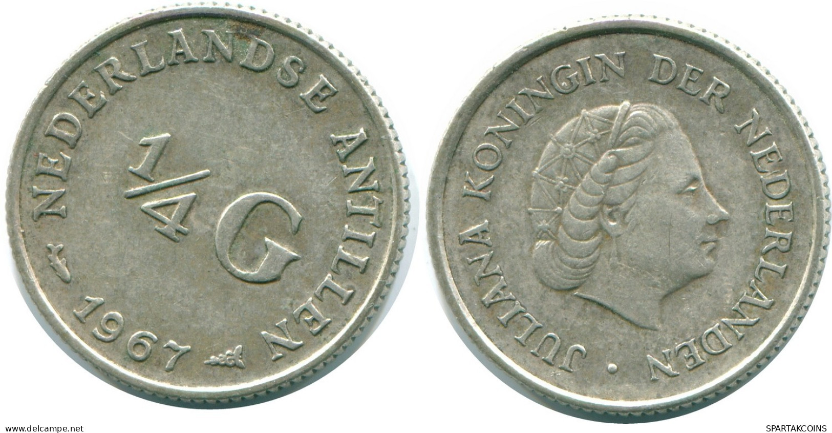 1/4 GULDEN 1967 NIEDERLÄNDISCHE ANTILLEN SILBER Koloniale Münze #NL11521.4.D.A - Netherlands Antilles