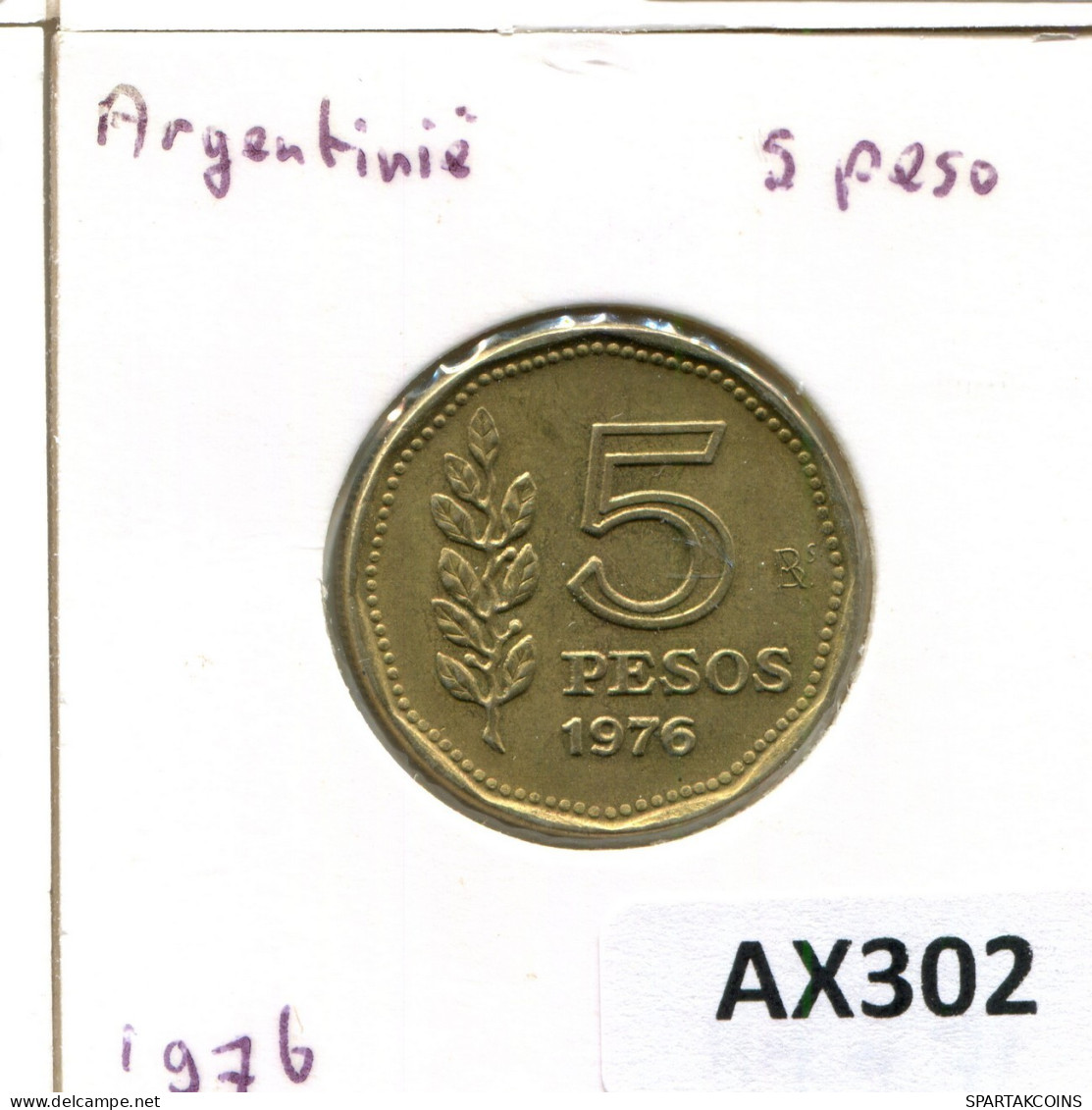 5 PESOS 1976 ARGENTINA Coin #AX302.U.A - Argentinië