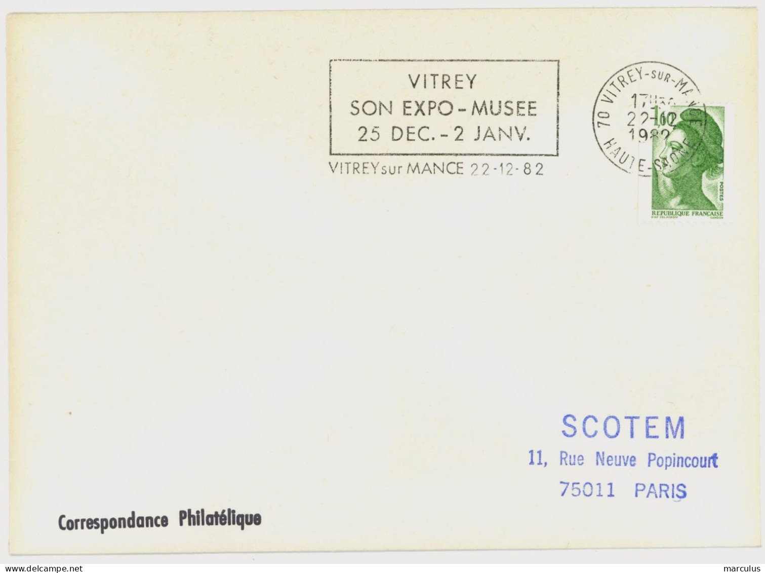 70 VITREY Sur MARNE  HAUTE - SAONE 1982 : SON EXPO - MUSEE ... - Oblitérations Mécaniques (flammes)