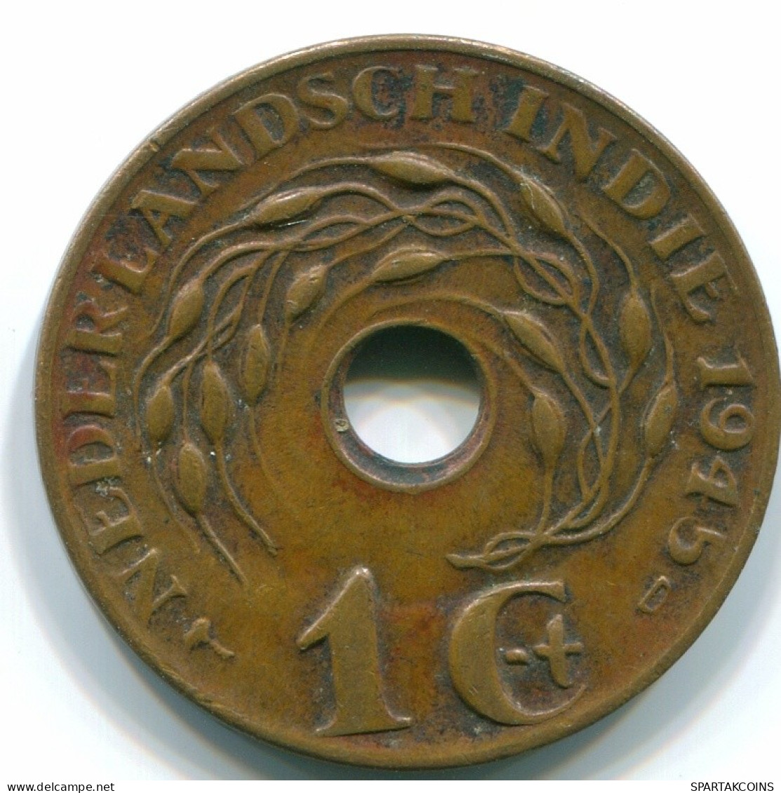 1 CENT 1945 D INDIAS ORIENTALES DE LOS PAÍSES BAJOS INDONESIA Bronze #S10460.E.A - Nederlands-Indië
