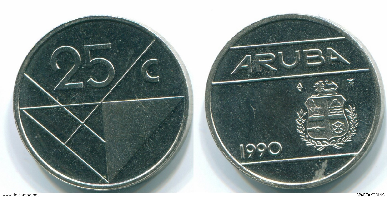25 CENTS 1990 ARUBA (Netherlands) Nickel Colonial Coin #S13636.U.A - Aruba