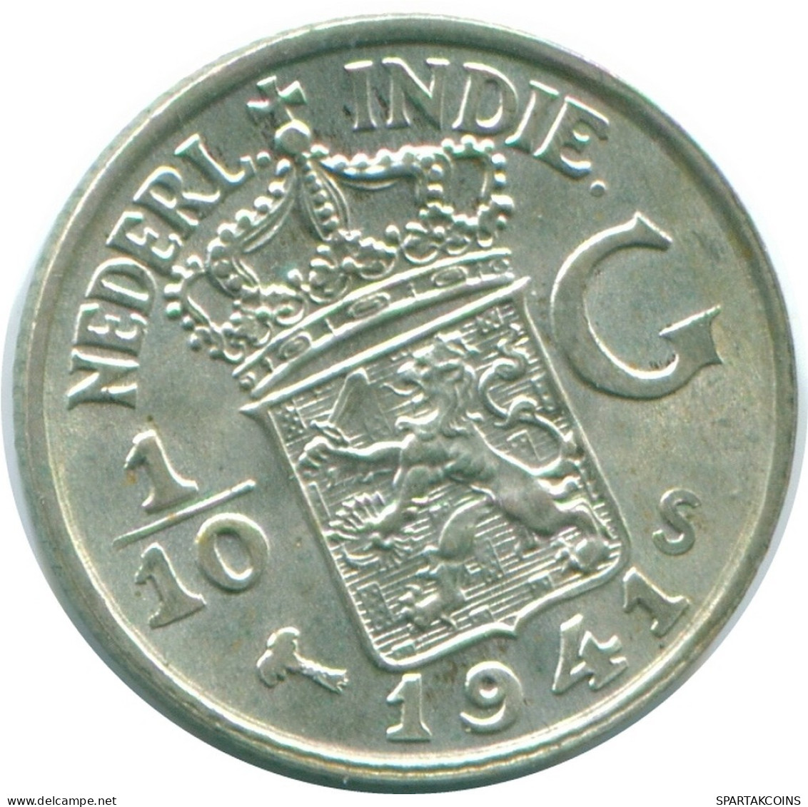 1/10 GULDEN 1941 S INDES ORIENTALES NÉERLANDAISES ARGENT Colonial Pièce #NL13626.3.F.A - Indie Olandesi