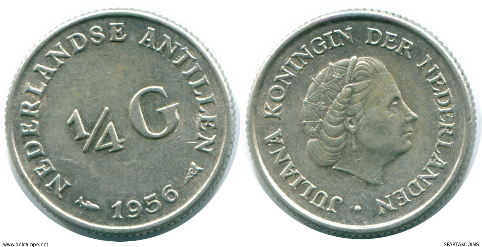 1/4 GULDEN 1956 ANTILLAS NEERLANDESAS PLATA Colonial Moneda #NL10921.4.E.A - Antille Olandesi