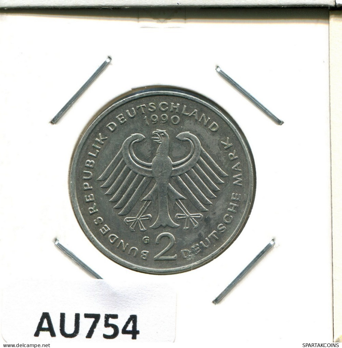 2 DM 1990 G F.J.STRAUSS BRD ALEMANIA Moneda GERMANY #AU754.E.A - 2 Marchi