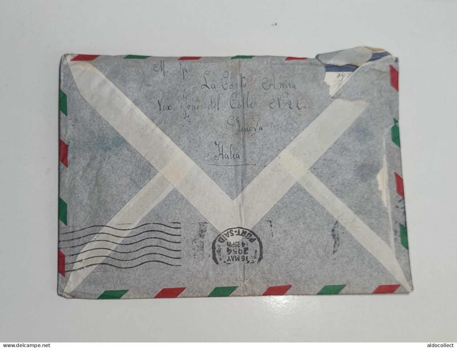 Lettera Via Aerea Da Genova Per Porto Said Egitto Del 1954 - Airmail