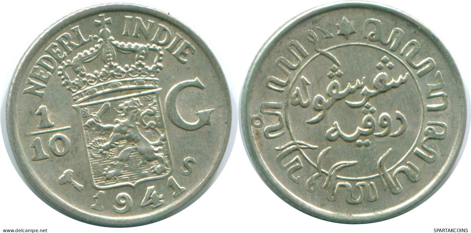 1/10 GULDEN 1941 S NETHERLANDS EAST INDIES SILVER Colonial Coin #NL13618.3.U.A - Nederlands-Indië
