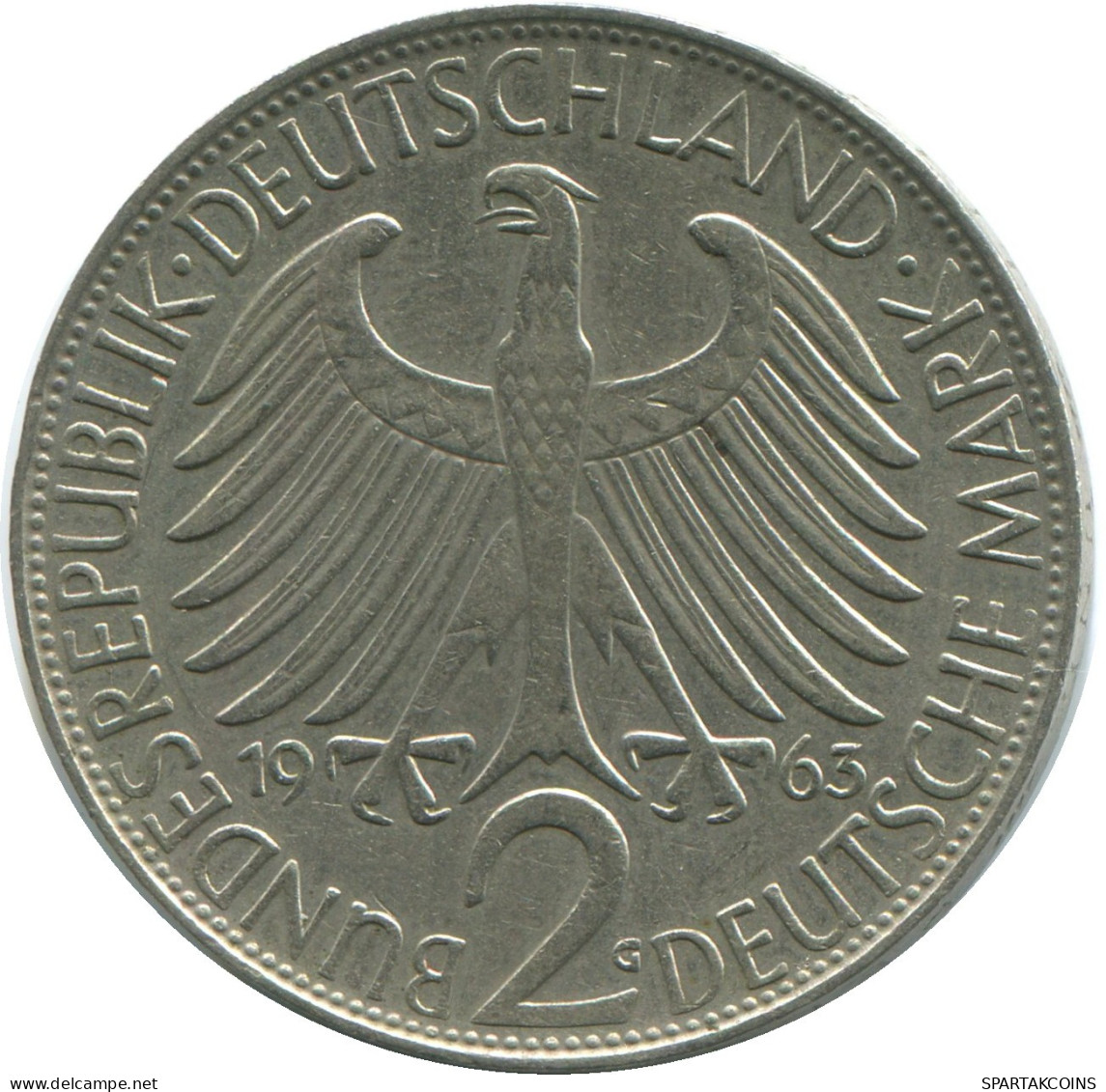 2 DM 1963 G M.Planck WEST & UNIFIED GERMANY Coin #DE10347.5.U.A - 2 Marcos