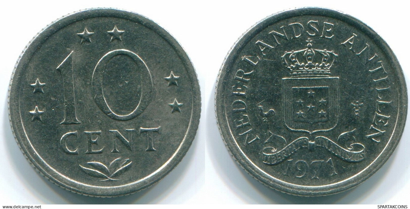10 CENTS 1971 NIEDERLÄNDISCHE ANTILLEN Nickel Koloniale Münze #S13420.D.A - Niederländische Antillen